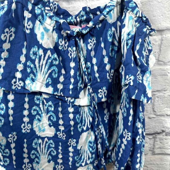 Lilly Pulitzer‎ Tank Top Womens Small New Mays Tassel Blue Jellyfish - Picture 2 of 6
